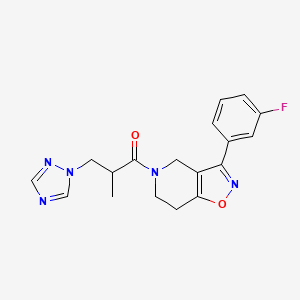 molecular formula C18H18FN5O2 B5381858 3-(3-fluorophenyl)-5-[2-methyl-3-(1H-1,2,4-triazol-1-yl)propanoyl]-4,5,6,7-tetrahydroisoxazolo[4,5-c]pyridine 