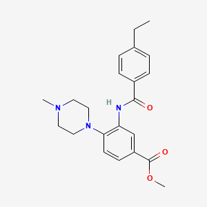 molecular formula C22H27N3O3 B5381879 methyl 3-[(4-ethylbenzoyl)amino]-4-(4-methyl-1-piperazinyl)benzoate 