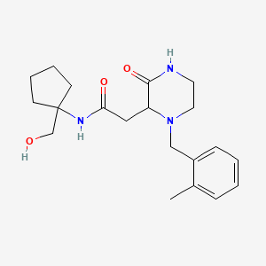 molecular formula C20H29N3O3 B5381895 N-[1-(hydroxymethyl)cyclopentyl]-2-[1-(2-methylbenzyl)-3-oxo-2-piperazinyl]acetamide 