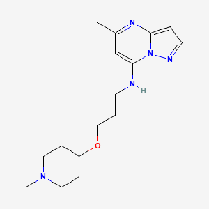 molecular formula C16H25N5O B5381916 5-methyl-N-{3-[(1-methyl-4-piperidinyl)oxy]propyl}pyrazolo[1,5-a]pyrimidin-7-amine 