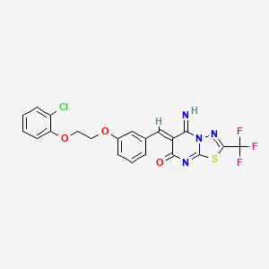 molecular formula C21H14ClF3N4O3S B5381924 6-{3-[2-(2-chlorophenoxy)ethoxy]benzylidene}-5-imino-2-(trifluoromethyl)-5,6-dihydro-7H-[1,3,4]thiadiazolo[3,2-a]pyrimidin-7-one 