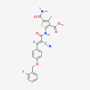 molecular formula C27H24FN3O5S B5382037 methyl 2-[(2-cyano-3-{4-[(2-fluorobenzyl)oxy]phenyl}acryloyl)amino]-5-[(dimethylamino)carbonyl]-4-methyl-3-thiophenecarboxylate 