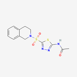 molecular formula C13H14N4O3S2 B5382045 N-[5-(3,4-dihydro-2(1H)-isoquinolinylsulfonyl)-1,3,4-thiadiazol-2-yl]acetamide 