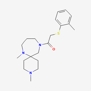 molecular formula C20H31N3OS B5382048 3,7-dimethyl-11-{[(2-methylphenyl)thio]acetyl}-3,7,11-triazaspiro[5.6]dodecane 