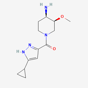molecular formula C13H20N4O2 B5382067 (3S*,4R*)-1-[(3-cyclopropyl-1H-pyrazol-5-yl)carbonyl]-3-methoxypiperidin-4-amine 