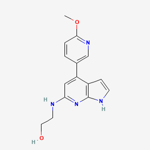 molecular formula C15H16N4O2 B5382075 2-{[4-(6-methoxypyridin-3-yl)-1H-pyrrolo[2,3-b]pyridin-6-yl]amino}ethanol 