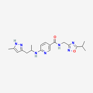 N-[(5-isopropyl-1,2,4-oxadiazol-3-yl)methyl]-6-{[1-methyl-2-(3-methyl-1H-pyrazol-5-yl)ethyl]amino}nicotinamide