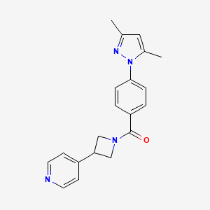 molecular formula C20H20N4O B5382106 4-{1-[4-(3,5-dimethyl-1H-pyrazol-1-yl)benzoyl]-3-azetidinyl}pyridine 