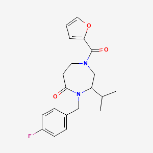 molecular formula C20H23FN2O3 B5382142 4-(4-fluorobenzyl)-1-(2-furoyl)-3-isopropyl-1,4-diazepan-5-one 