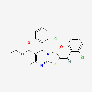 molecular formula C23H18Cl2N2O3S B5382165 ethyl 2-(2-chlorobenzylidene)-5-(2-chlorophenyl)-7-methyl-3-oxo-2,3-dihydro-5H-[1,3]thiazolo[3,2-a]pyrimidine-6-carboxylate 