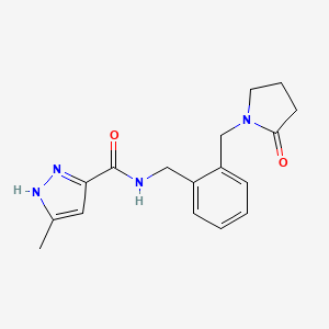 molecular formula C17H20N4O2 B5382225 3-methyl-N-{2-[(2-oxopyrrolidin-1-yl)methyl]benzyl}-1H-pyrazole-5-carboxamide 