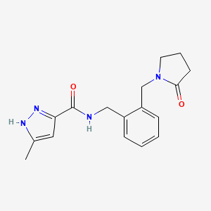 5-methyl-N-[[2-[(2-oxopyrrolidin-1-yl)methyl]phenyl]methyl]-1H-pyrazole-3-carboxamide