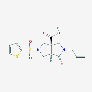 molecular formula C14H16N2O5S2 B5382226 (3aR*,6aS*)-2-allyl-1-oxo-5-(2-thienylsulfonyl)hexahydropyrrolo[3,4-c]pyrrole-3a(1H)-carboxylic acid 