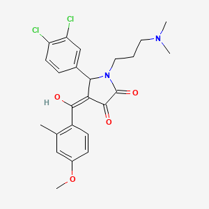 molecular formula C24H26Cl2N2O4 B5382295 5-(3,4-dichlorophenyl)-1-[3-(dimethylamino)propyl]-3-hydroxy-4-(4-methoxy-2-methylbenzoyl)-1,5-dihydro-2H-pyrrol-2-one 