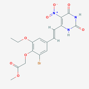 molecular formula C17H16BrN3O8 B5382364 methyl {2-bromo-6-ethoxy-4-[(E)-2-(5-nitro-2,6-dioxo-1,2,3,6-tetrahydropyrimidin-4-yl)ethenyl]phenoxy}acetate 