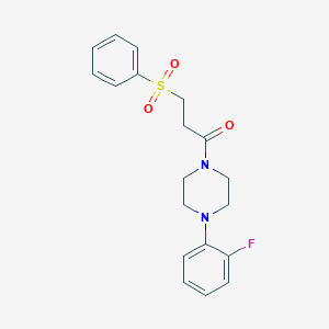 molecular formula C19H21FN2O3S B5382367 3-(benzenesulfonyl)-1-[4-(2-fluorophenyl)piperazin-1-yl]propan-1-one 