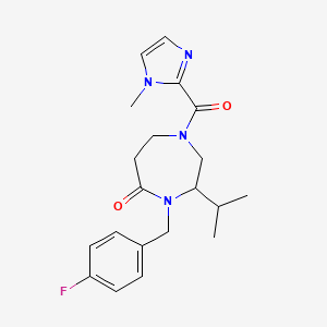 molecular formula C20H25FN4O2 B5382385 4-(4-fluorobenzyl)-3-isopropyl-1-[(1-methyl-1H-imidazol-2-yl)carbonyl]-1,4-diazepan-5-one 