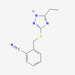 molecular formula C12H12N4S B5382393 2-{[(5-ethyl-4H-1,2,4-triazol-3-yl)sulfanyl]methyl}benzonitrile 