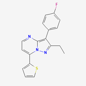 molecular formula C18H14FN3S B5382396 2-ETHYL-3-(4-FLUOROPHENYL)-7-(THIOPHEN-2-YL)PYRAZOLO[1,5-A]PYRIMIDINE 