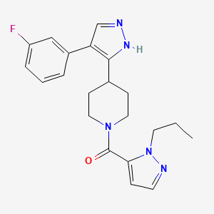 [4-[4-(3-fluorophenyl)-1H-pyrazol-5-yl]piperidin-1-yl]-(2-propylpyrazol-3-yl)methanone