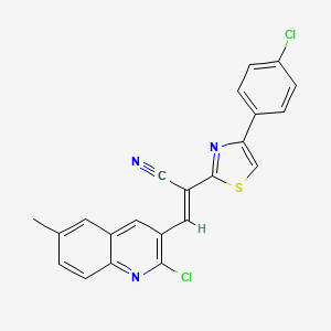 molecular formula C22H13Cl2N3S B5382567 (E)-3-(2-chloro-6-methylquinolin-3-yl)-2-[4-(4-chlorophenyl)-1,3-thiazol-2-yl]prop-2-enenitrile 