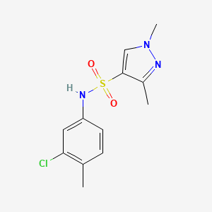 molecular formula C12H14ClN3O2S B5382624 N-(3-CHLORO-4-METHYLPHENYL)-13-DIMETHYL-1H-PYRAZOLE-4-SULFONAMIDE 