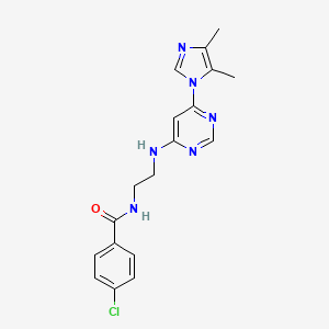 molecular formula C18H19ClN6O B5382629 4-chloro-N-(2-{[6-(4,5-dimethyl-1H-imidazol-1-yl)-4-pyrimidinyl]amino}ethyl)benzamide 