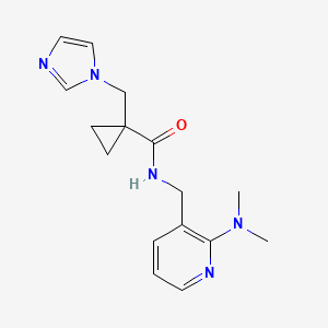 molecular formula C16H21N5O B5382834 N-{[2-(dimethylamino)pyridin-3-yl]methyl}-1-(1H-imidazol-1-ylmethyl)cyclopropanecarboxamide 