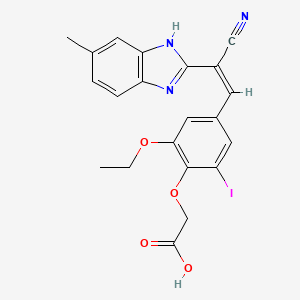 molecular formula C21H18IN3O4 B5382860 {4-[(Z)-2-cyano-2-(5-methyl-1H-benzimidazol-2-yl)ethenyl]-2-ethoxy-6-iodophenoxy}acetic acid 