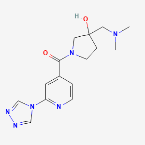 molecular formula C15H20N6O2 B5382867 3-[(dimethylamino)methyl]-1-[2-(4H-1,2,4-triazol-4-yl)isonicotinoyl]-3-pyrrolidinol 