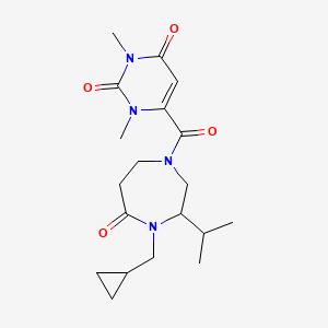 molecular formula C19H28N4O4 B5382886 6-{[4-(cyclopropylmethyl)-3-isopropyl-5-oxo-1,4-diazepan-1-yl]carbonyl}-1,3-dimethylpyrimidine-2,4(1H,3H)-dione 