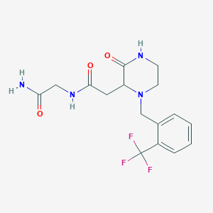 molecular formula C16H19F3N4O3 B5382964 N~2~-({3-oxo-1-[2-(trifluoromethyl)benzyl]-2-piperazinyl}acetyl)glycinamide 