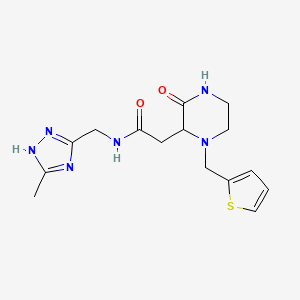 molecular formula C15H20N6O2S B5383012 N-[(5-methyl-1H-1,2,4-triazol-3-yl)methyl]-2-[3-oxo-1-(2-thienylmethyl)-2-piperazinyl]acetamide 