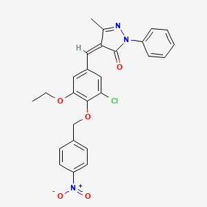 (4Z)-4-[[3-chloro-5-ethoxy-4-[(4-nitrophenyl)methoxy]phenyl]methylidene]-5-methyl-2-phenylpyrazol-3-one