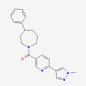 molecular formula C22H24N4O B5383209 1-{[6-(1-methyl-1H-pyrazol-4-yl)pyridin-3-yl]carbonyl}-4-phenylazepane 