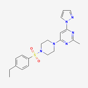 molecular formula C20H24N6O2S B5383408 4-{4-[(4-ethylphenyl)sulfonyl]-1-piperazinyl}-2-methyl-6-(1H-pyrazol-1-yl)pyrimidine 