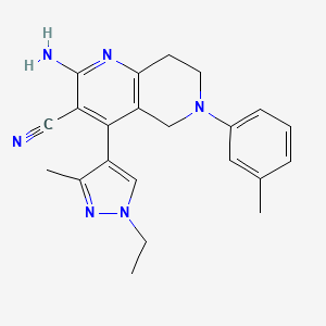 2-amino-4-(1-ethyl-3-methyl-1H-pyrazol-4-yl)-6-(3-methylphenyl)-5,6,7,8-tetrahydro-1,6-naphthyridine-3-carbonitrile