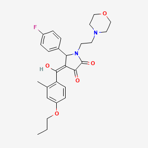 molecular formula C27H31FN2O5 B5383476 5-(4-fluorophenyl)-3-hydroxy-4-(2-methyl-4-propoxybenzoyl)-1-[2-(morpholin-4-yl)ethyl]-2,5-dihydro-1H-pyrrol-2-one 