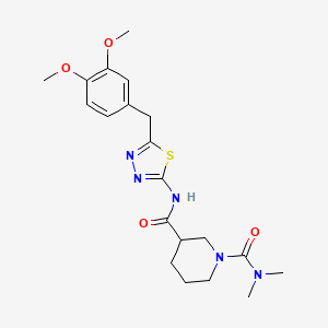 molecular formula C20H27N5O4S B5383485 N~3~-[5-(3,4-dimethoxybenzyl)-1,3,4-thiadiazol-2-yl]-N~1~,N~1~-dimethylpiperidine-1,3-dicarboxamide 