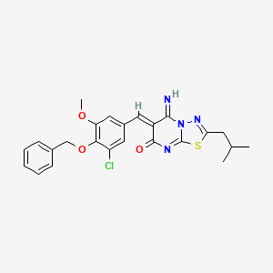 (6Z)-6-{[4-(Benzyloxy)-3-chloro-5-methoxyphenyl]methylidene}-5-imino-2-(2-methylpropyl)-5H,6H,7H-[1,3,4]thiadiazolo[3,2-A]pyrimidin-7-one