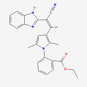 ethyl 2-{3-[(Z)-2-(1H-benzimidazol-2-yl)-2-cyanoethenyl]-2,5-dimethyl-1H-pyrrol-1-yl}benzoate