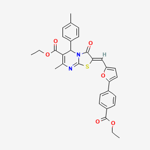 molecular formula C31H28N2O6S B5383962 ethyl (2Z)-2-({5-[4-(ethoxycarbonyl)phenyl]furan-2-yl}methylidene)-7-methyl-5-(4-methylphenyl)-3-oxo-2,3-dihydro-5H-[1,3]thiazolo[3,2-a]pyrimidine-6-carboxylate 