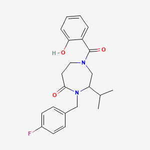 4-(4-fluorobenzyl)-1-(2-hydroxybenzoyl)-3-isopropyl-1,4-diazepan-5-one