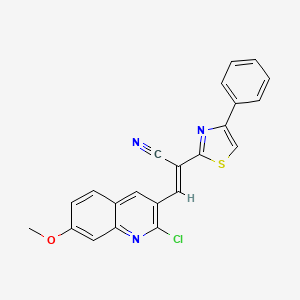 molecular formula C22H14ClN3OS B5384343 (E)-3-(2-chloro-7-methoxyquinolin-3-yl)-2-(4-phenyl-1,3-thiazol-2-yl)prop-2-enenitrile 