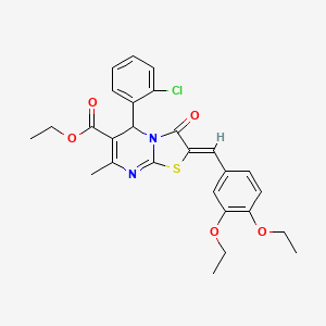 ethyl (2Z)-5-(2-chlorophenyl)-2-[(3,4-diethoxyphenyl)methylidene]-7-methyl-3-oxo-5H-[1,3]thiazolo[3,2-a]pyrimidine-6-carboxylate