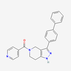 [3-(4-Phenylphenyl)-1,4,6,7-tetrahydropyrazolo[4,3-c]pyridin-5-yl]-pyridin-4-ylmethanone