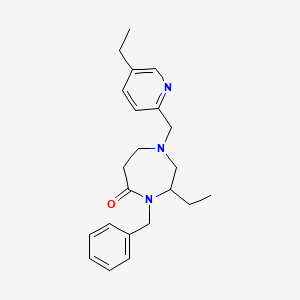 molecular formula C22H29N3O B5384410 4-benzyl-3-ethyl-1-[(5-ethyl-2-pyridinyl)methyl]-1,4-diazepan-5-one 