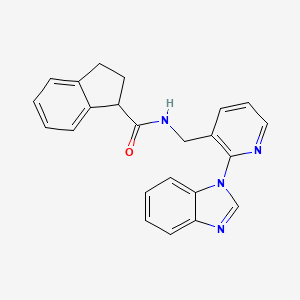 molecular formula C23H20N4O B5384428 N-{[2-(1H-benzimidazol-1-yl)pyridin-3-yl]methyl}indane-1-carboxamide 