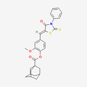 molecular formula C28H27NO4S2 B5384790 2-Methoxy-4-{[(5Z)-4-oxo-3-phenyl-2-sulfanylidene-1,3-thiazolidin-5-ylidene]methyl}phenyl adamantane-1-carboxylate 