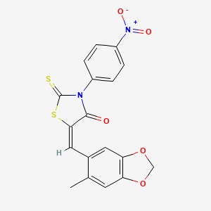 molecular formula C18H12N2O5S2 B5384855 5-[(6-methyl-1,3-benzodioxol-5-yl)methylene]-3-(4-nitrophenyl)-2-thioxo-1,3-thiazolidin-4-one 